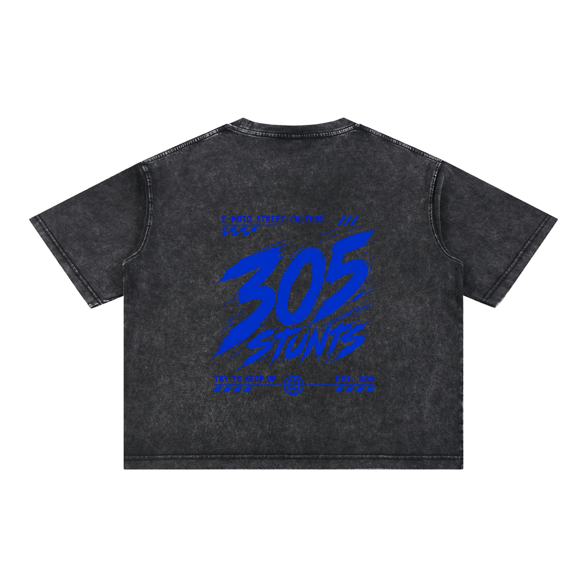 305 Voltage Tee — Washed Charcoal / Electric Blue