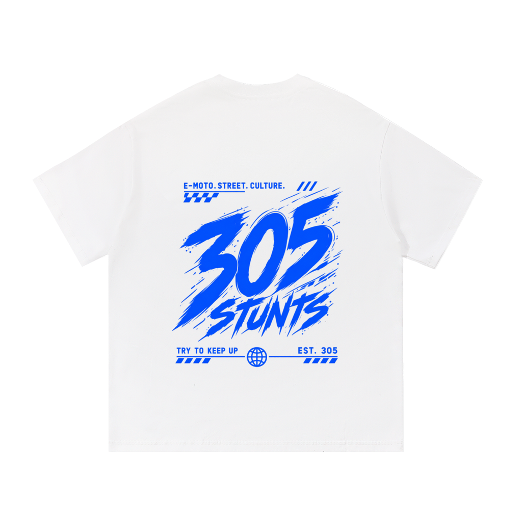 305 Clean Line Tee — White / Royal Blue
