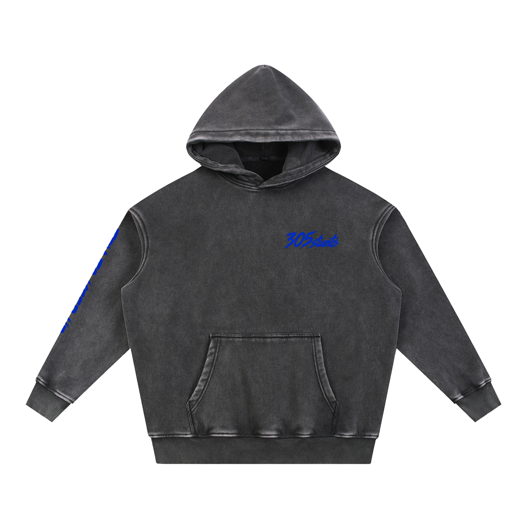 305 Voltage Hoodie — Washed Charcoal / Electric Blue