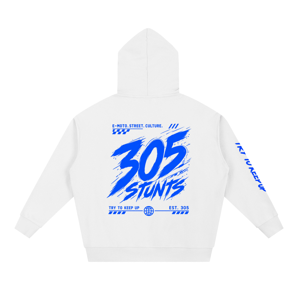 305 Clean Line Hoodie — White / Royal Blue