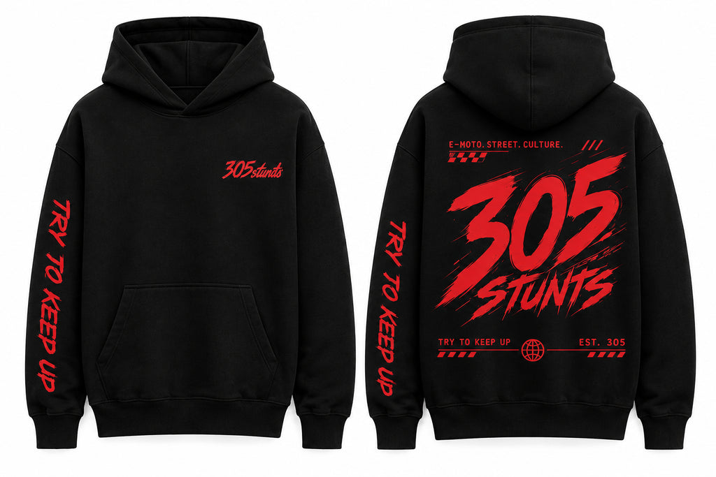 305 Core Hoodie — Black / Red